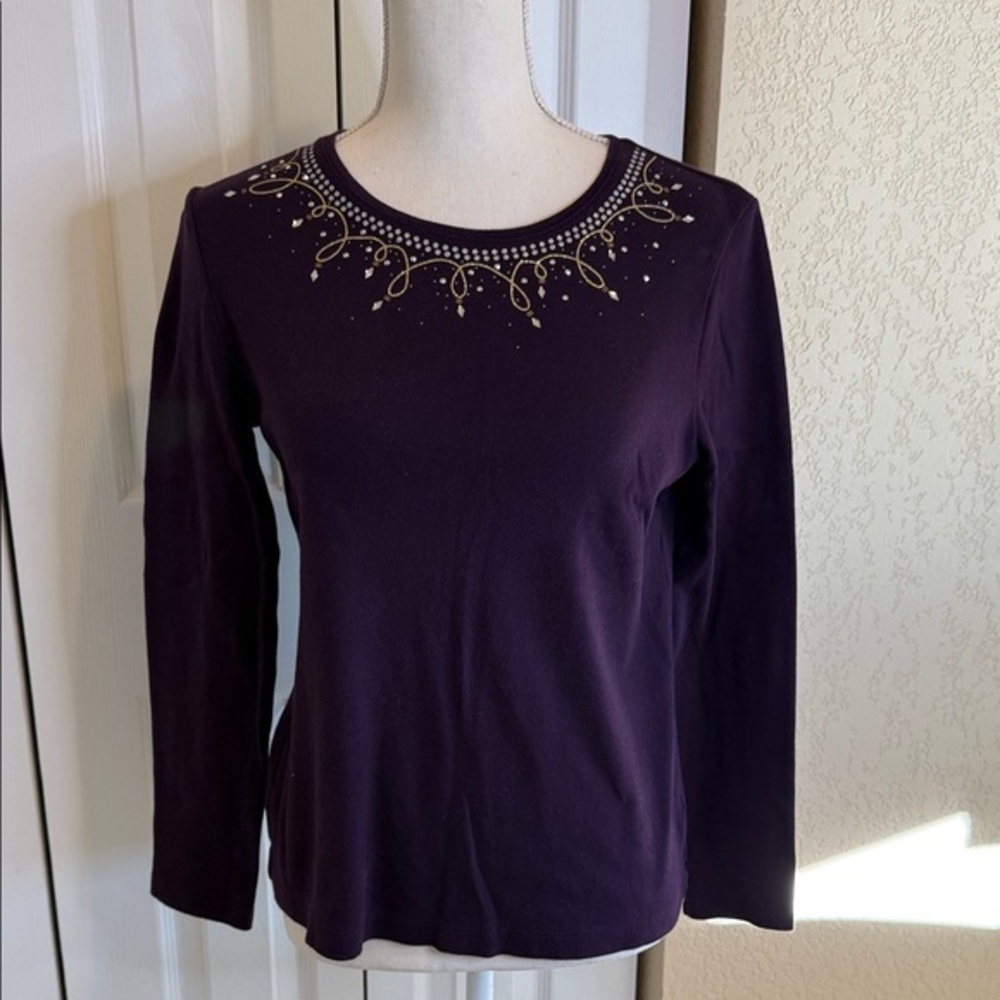 Croft & Barrow Deep Purple Long Sleeve Top